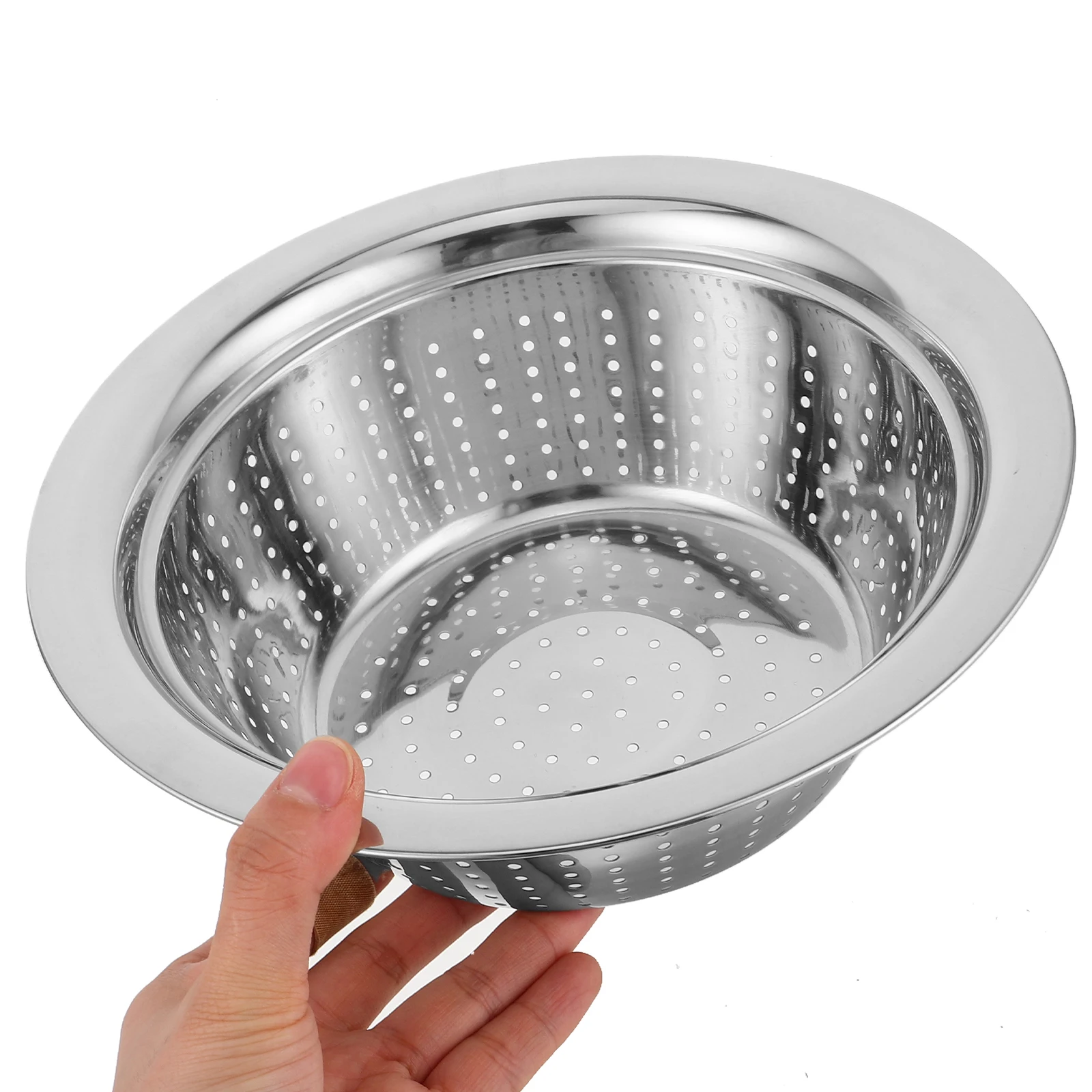 

3pcs Stainless Steel Colander Rice Washing Bowl Leakproof Basin Kitchen Strainer Water Filter Metal Drainage Bowl for Fruit