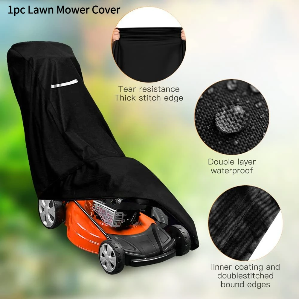 210D Oxford Cloth Lawn Mower Cover Outdoor Waterproof Sun‑proof Protective Cover Grass Trimmer Machine Equipment Dust Cover