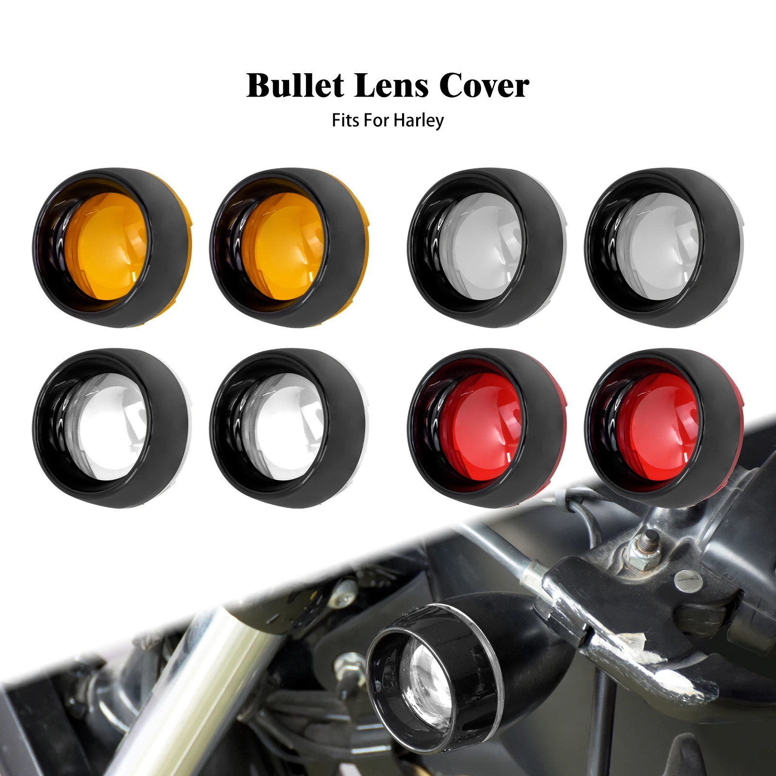 

2xMotorcycle Turn Signal Indicator Light Visor Bezels Trim Ring Lens Cover For Harley Dyna Softail Touring Road Glide Sportster