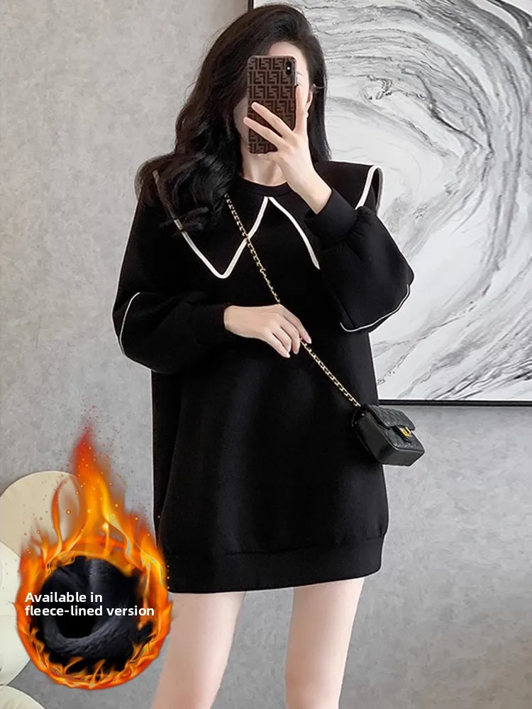 

Модное утепленное флисовое платье-худи для женщин: уличный стиль, средняя длина, повседневный шик, омолаживающий зимний топ