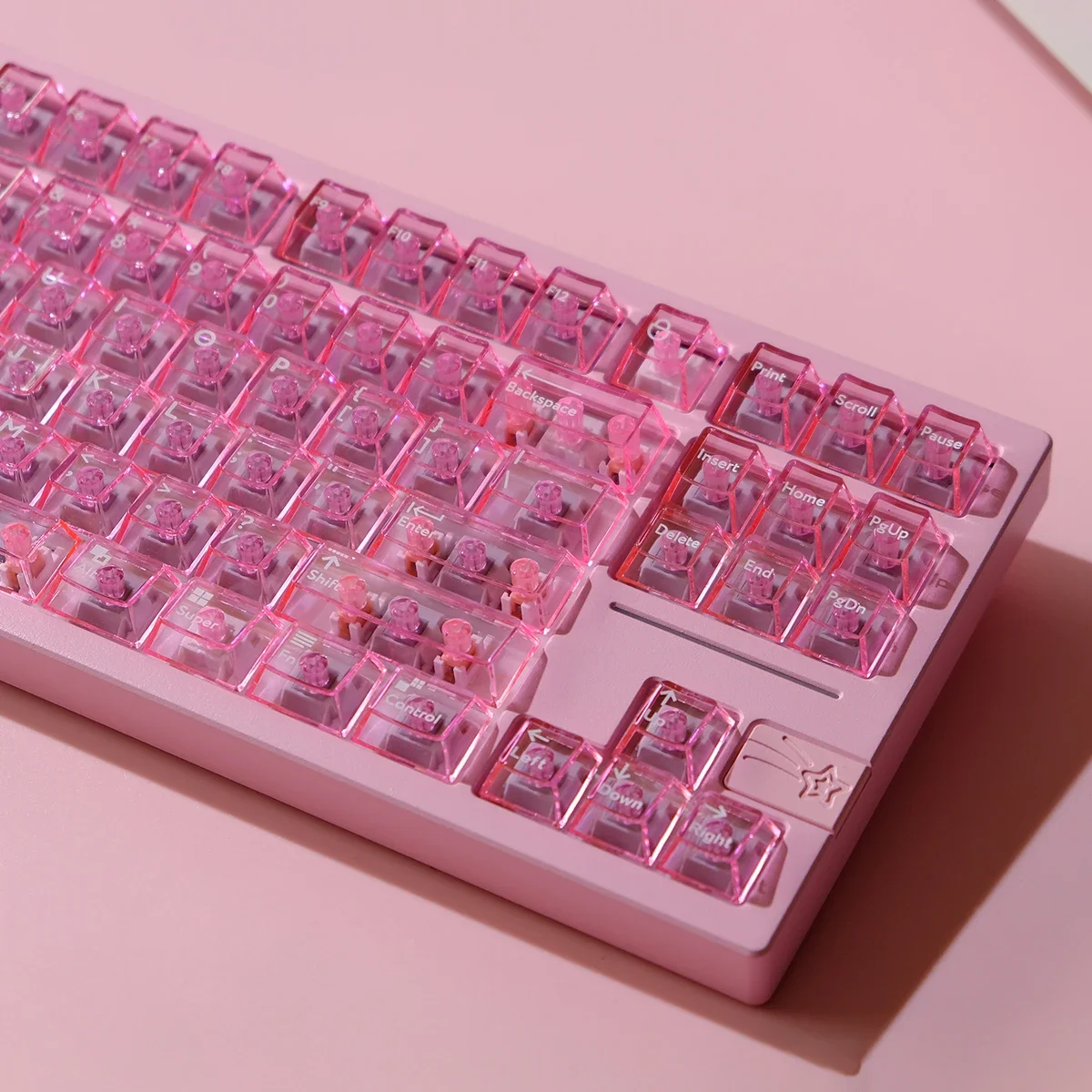 114 Sleutel Roze Transparante Keycap Pc Materiaal Overdracht Drukproces Kersenprofiel Geschikt Voor Mechanisch Toetsenbord 키캡