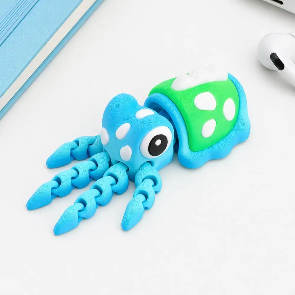 Flexible Squid Figurine Stress Relief Fidget Toy 3d Printed Articulated Squid Model Flexible Ocean Figurine Stress Relief Toy