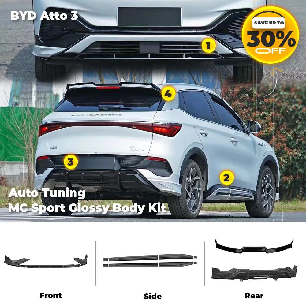 

BYD Body Kits For BYD Atto 3 Yuan Plus 2022-2023 Front Bumper Lip Rear Diffuser Side Skirt Spoiler MC Glossy Carbon Black Tuning