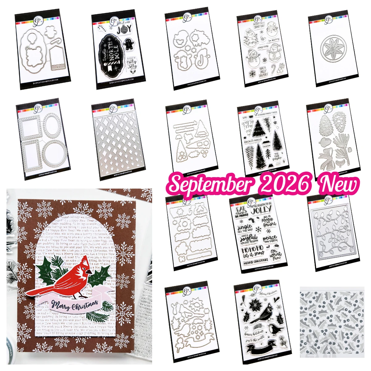 September 2026 New Frosty Friends Jolly Jingle Sentiments Poinsettia Silhouette Metal Cutting Dies DIY Handmade Scrapbook Diary