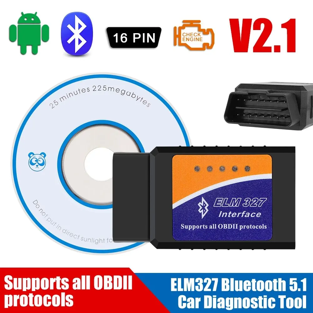 Bluetooth ELM327 OBDII Auto Diagnostic Tool for Android ELM327 V2.1 OBD2 Code Reader OBD2 Car Diagnostic Tool Scanner