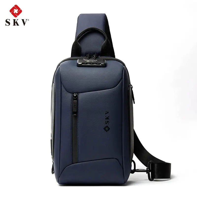 SKV กระเป๋าคาดหน้าอกกระเป๋าเป้สะพายหลังผู้ชาย Multi-Function One-Shoulder Messenger Bag Brand