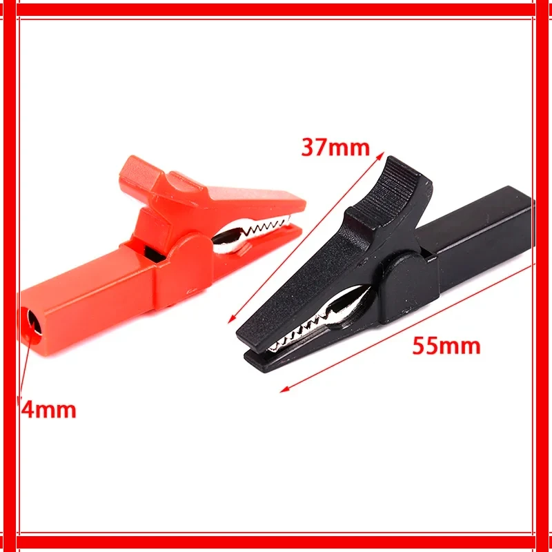 4Pcs/Set 55mm Alligator Clips + Banana Plug - 4mm Test Probe Cable Clips (Red + Black) for StoneGo Test Accessories Automotive