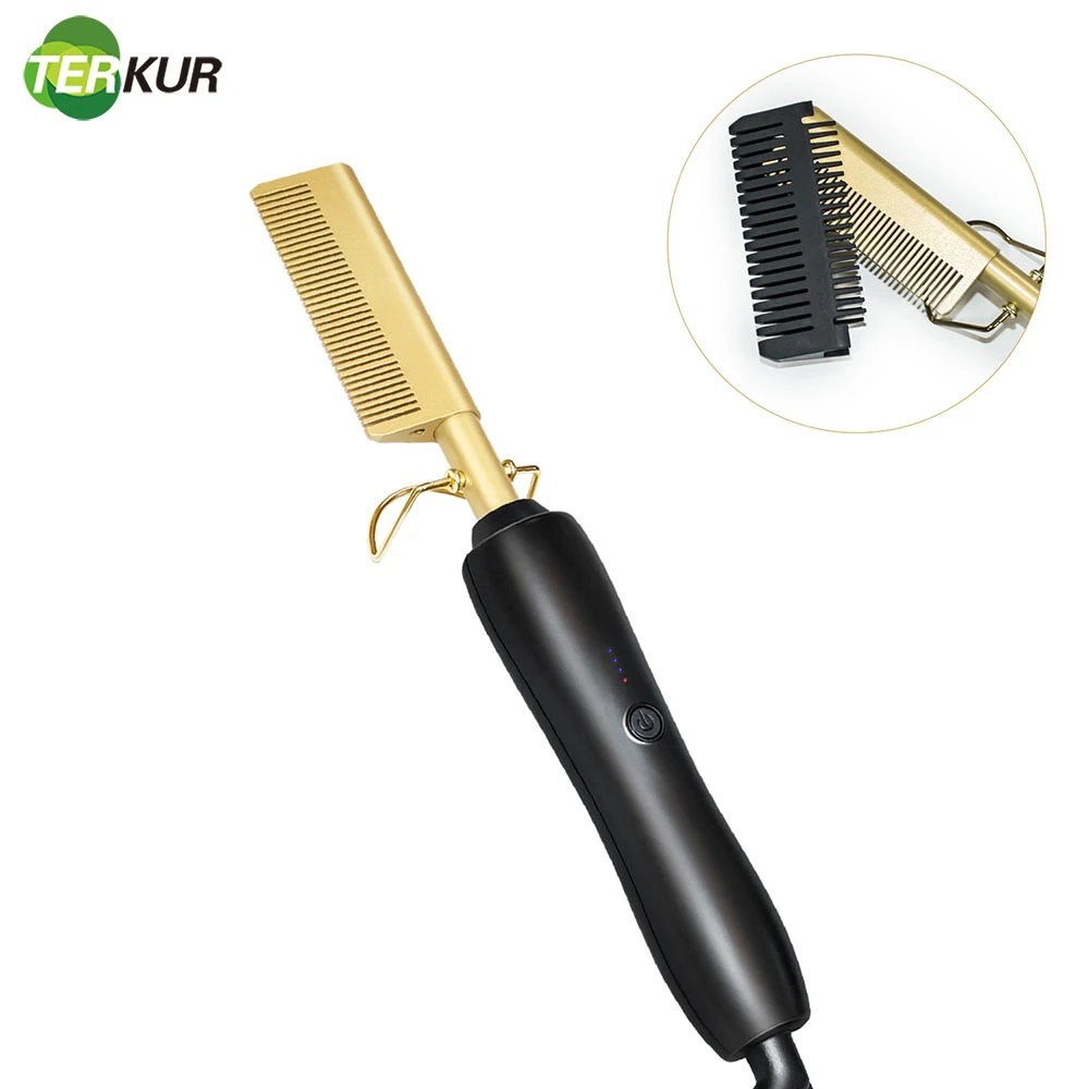 

Hot Comb Straightener for Wigs Flat Irons Fast Heating Hair Straightening Brush Straight Styler Corrugation Curling Iron Tools