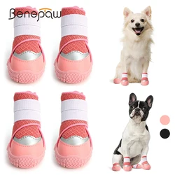 Benepaw Breathable Dog Shoes for Winter Snow Hot Pavement Anti-Slip Dog Boots Paw Protector for Hiking Running Puppies Booties