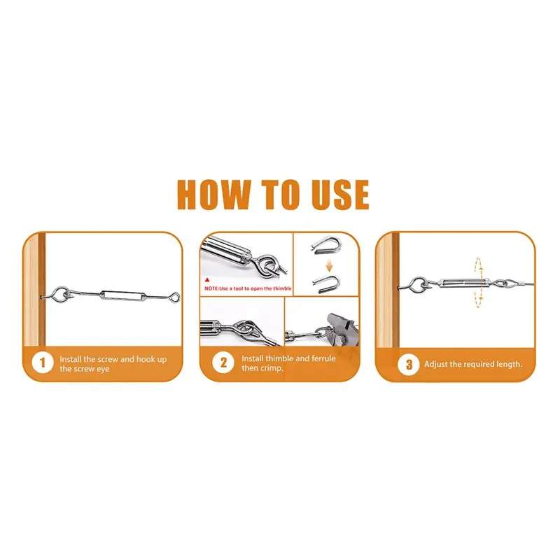 VEHO-2 Set 1/16Inch Turnbuckle Wire Tensioner Kit Heavy Turnbuckle Cable Railing Kit 65Ft Wire Rope,M5 Hook