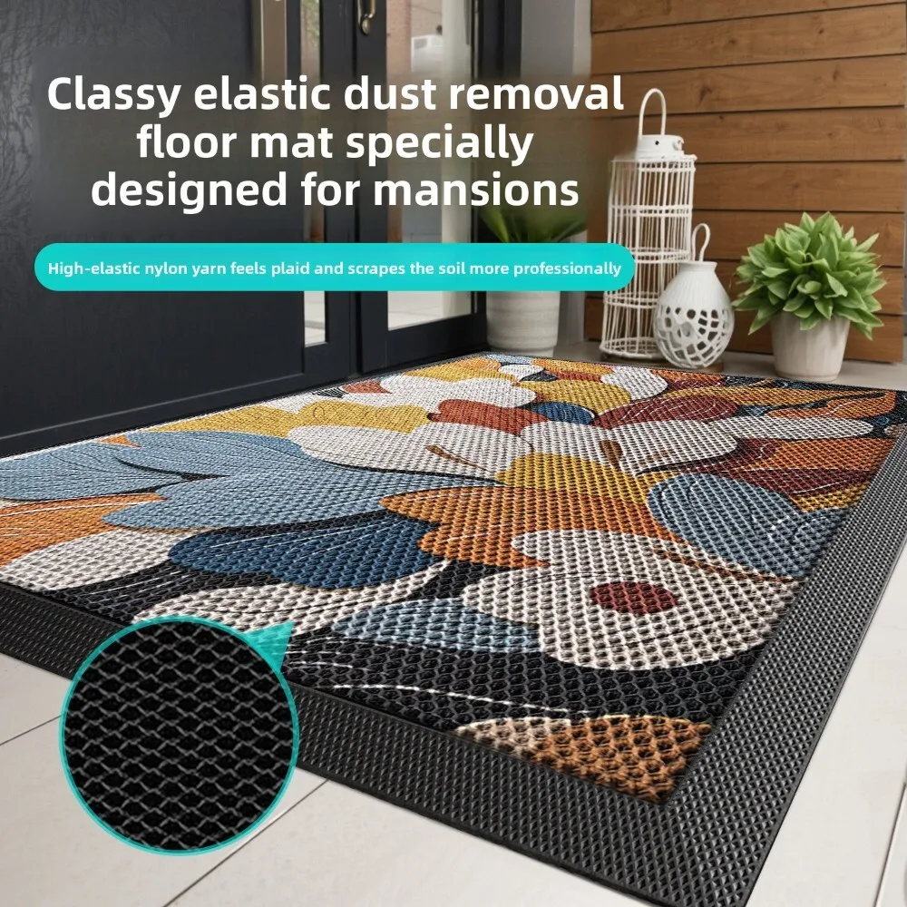 

Light Printed Home Entryway Door Carpet Dirt Resistant Elastic Silk Non Slip Floor Mat for Bathroom Kitchen Bedroom Decor