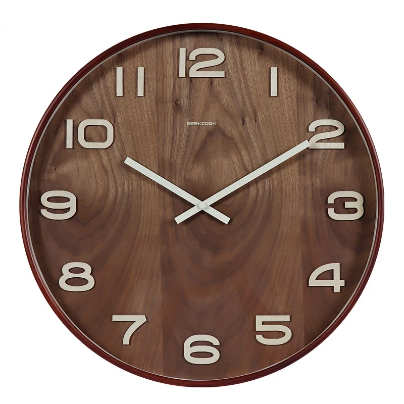 

20 Inches Large Wall Clock Vintage Wooden Living Room Clocks Decoration Wall Watches Home Decor Mute Creative Quartz Clock Gift