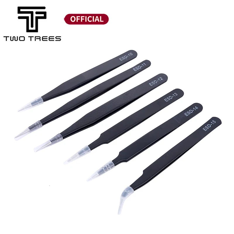 Precision Tweezers ESD Anti-Static Stainless Steel Tweezers Repair Tools for Electronics Repair Soldering Craft 3D Printer Parts