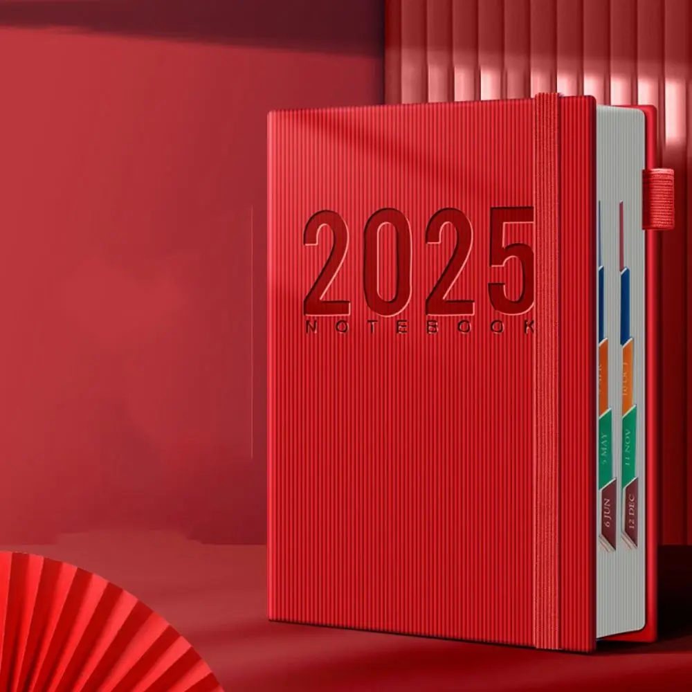 12 Monate 2025, Zeitplanplaner, Notizblock, Zeitmanagement, strukturierter PU-Notizblock, 365 Tage, verdicktes Papier, tragbarer A5-Tagebuch-Notizblock