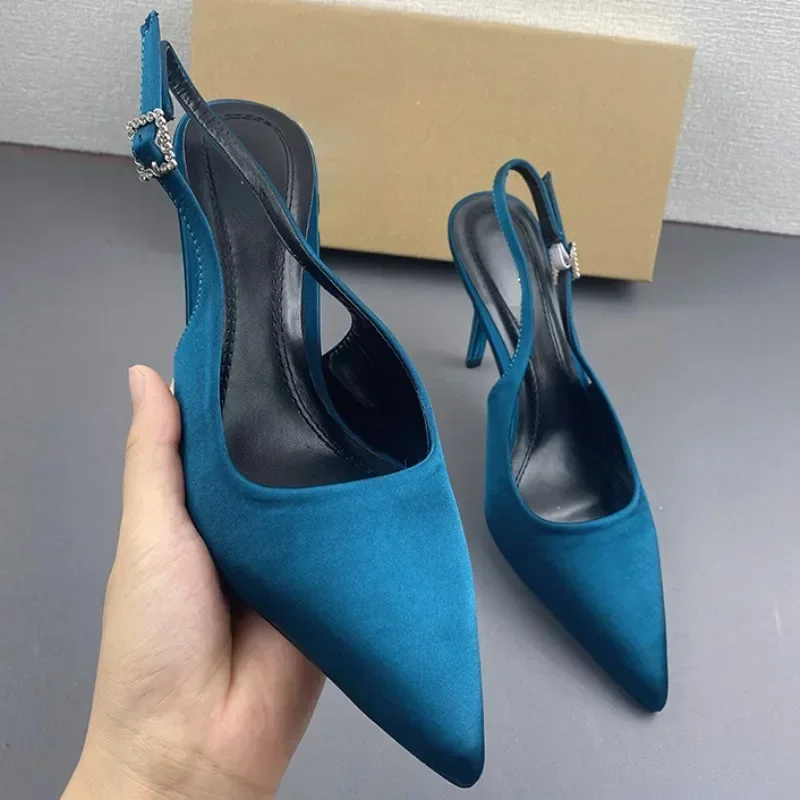 Sepatu wanita hak tinggi ujung lancip mode sepatu wanita musim gugur 2025 baru gaun elegan slingback rendah wanita Zapatos Mujer