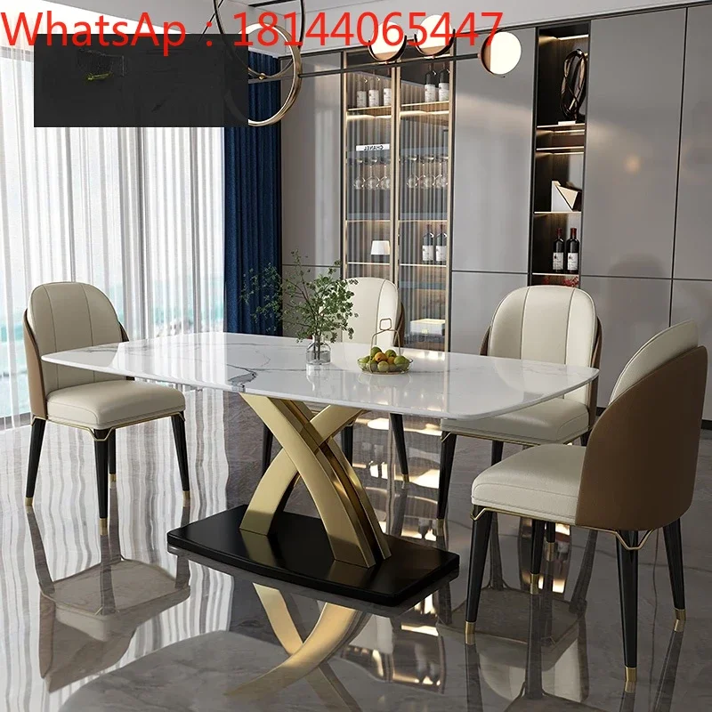 

Italian luxury marble dining table and chair combination rectangle creative design dining table luxury furniture