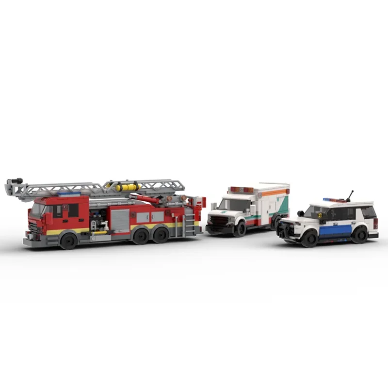 Fire Fighting Model Moc Building Bricks Emergency Vehicles Bundle Modular Model Technology Car Blocks Christmas DIY Toy Gifts