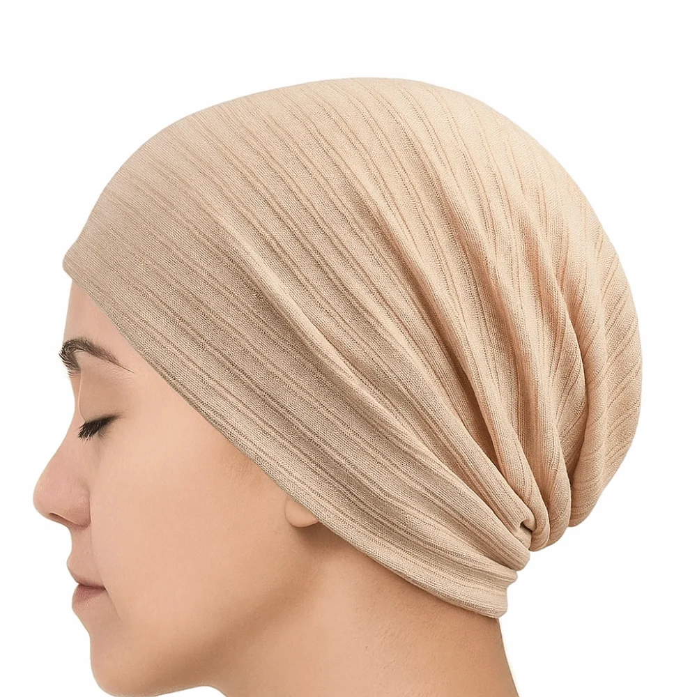 

Fabric Caps Stripes Slouchy Beanies Hat Double Layer Windproof Knitted Outdoor Baggy Skullcaps Breathable Soft Thin Hedging Cap