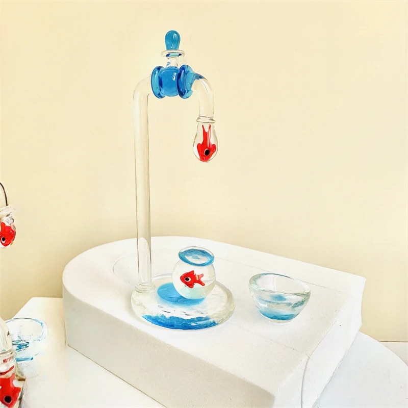 Handmade Faucets Glaze Ornaments Creative Fish Tank Figurines Funny Cat Home Decor Original Design Desktop Accessories 2025 New