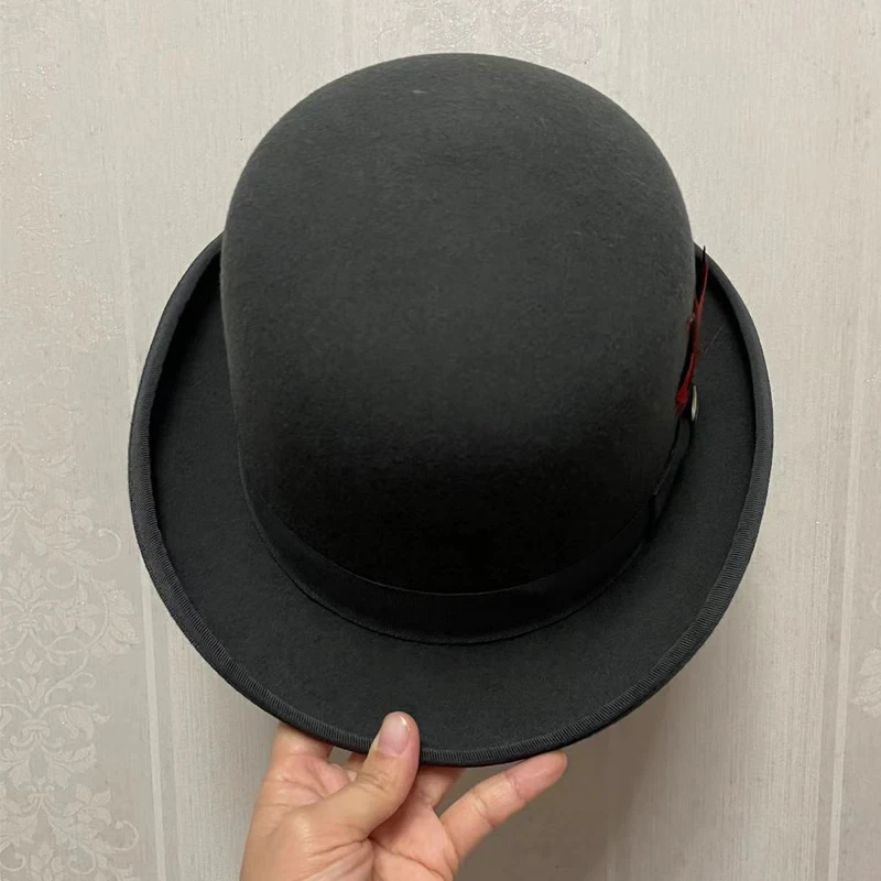 LIHUA Brand 100% wool Bowler Hat Cowboy Fashion Watherproof Equestrian cap. Women Party Fashion Men\'s Black Brown Adjust Hat