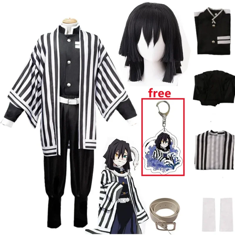 Anime Demon Slayer Kimetsu No Yaiba Iguro Obanai Kimono Uniform Anime Wig Cosplay Costume Halloween Party White Snake Props