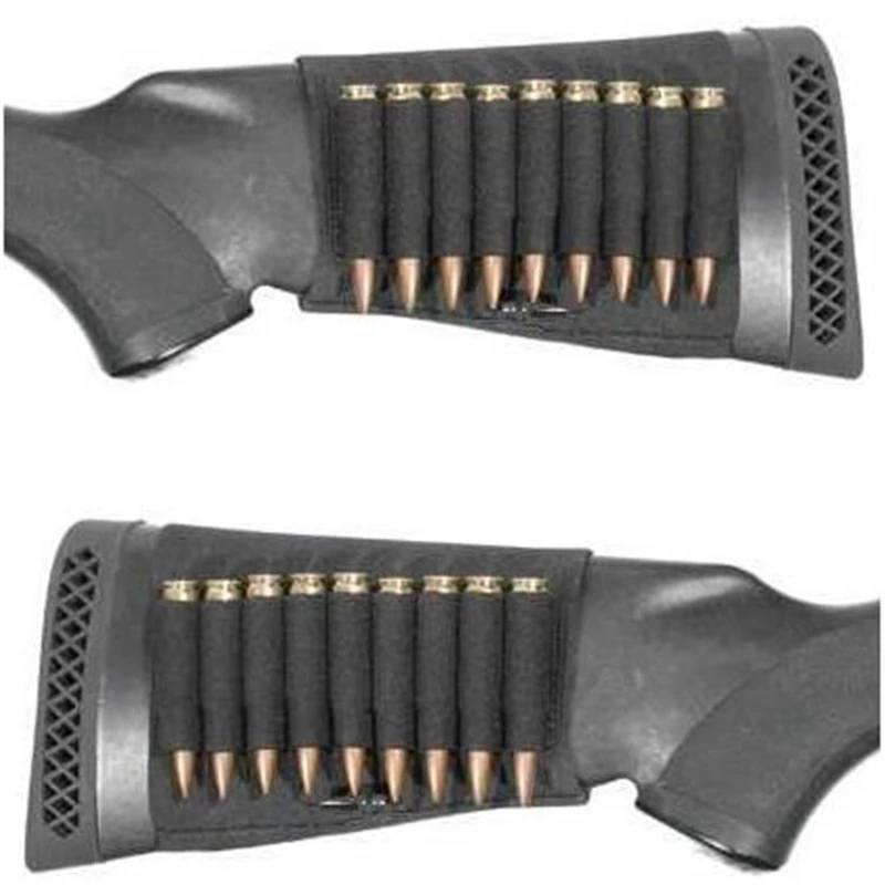 9 Rounds Shotgun Buttstock Ammo Pouch Shell Holder Bullet Cartridge Bandolier Carrier Gun Accessory Hunting Bags Gear