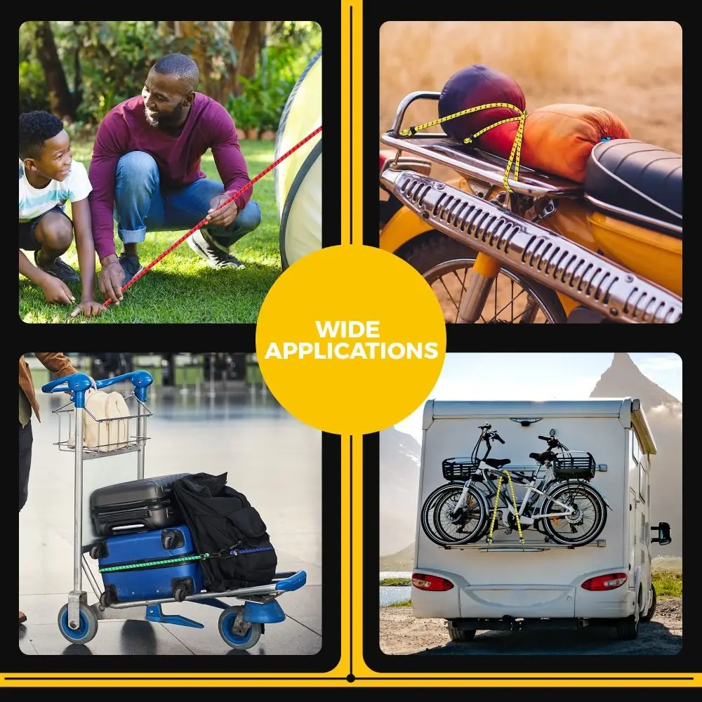 Juego de cuerdas elásticas de goma circulares, surtido de alta elasticidad, lona multiusos para dosel, lazos de bola, cuerdas elásticas con ganchos