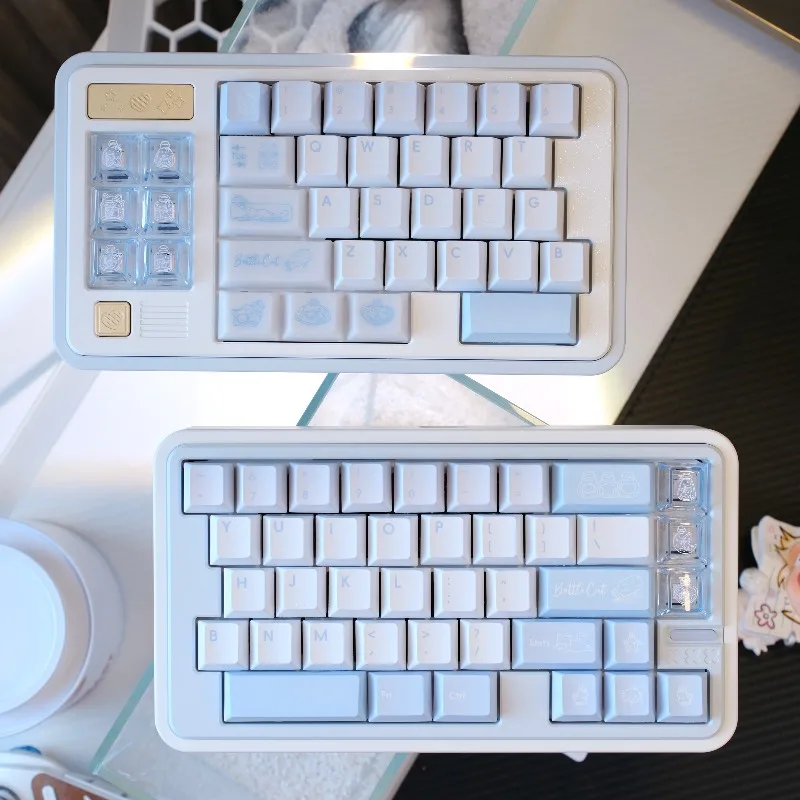 Lorent Bottle Matters Cat Keycaps Set Customized PBT Cherry Profile Semi-transparent Keycaps for Mechanical Keyboard Accessories