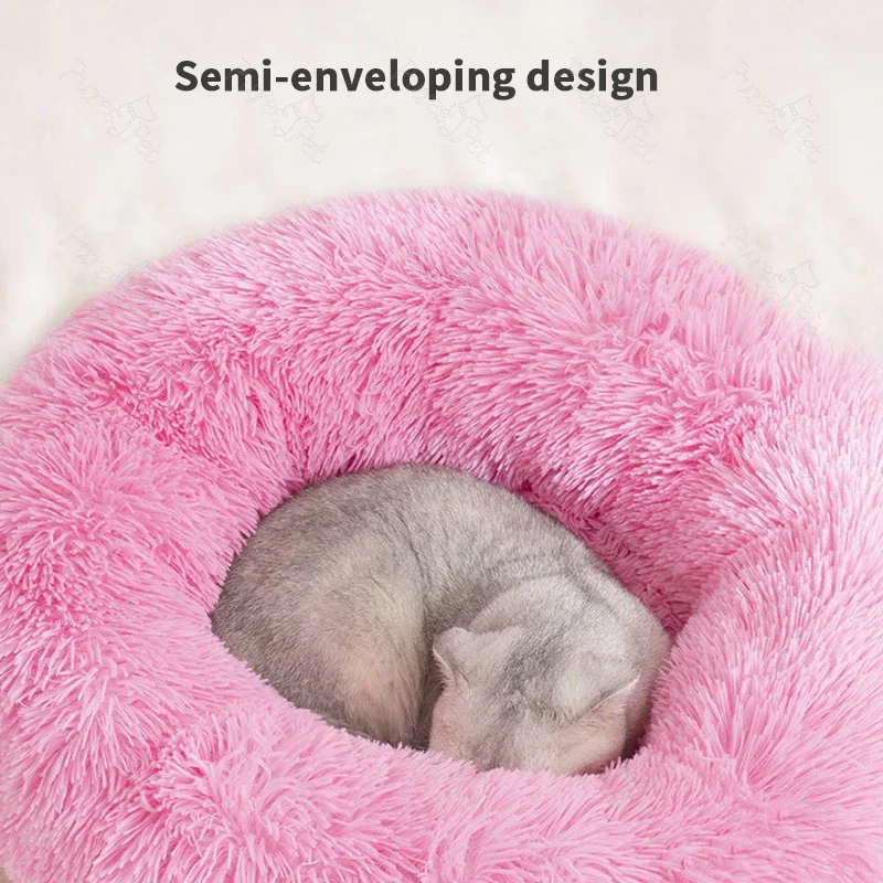 Faux Fur Ultra Soft Washable Cushion Fluffy Cat Bed Pet Beds,Washable Plush Round Eco Friendly Sofa Luxury Dog Bed