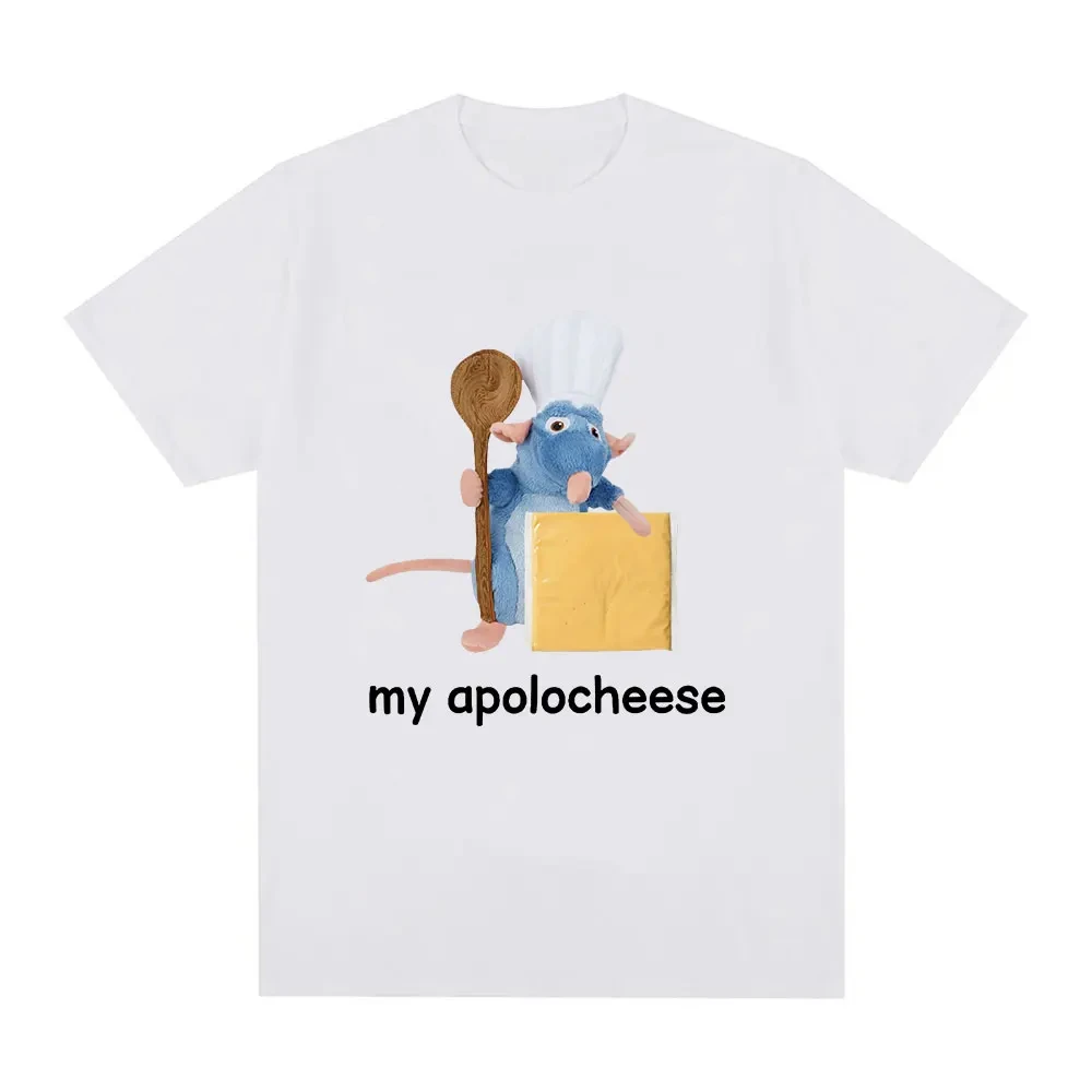 Funny My Apolocheese Rat Plush Cheese T Shirt Mężczyźni Kobiety Odzież Moda Koszulki z krótkim rękawem Lato 100% Bawełna Koszulki Oversize