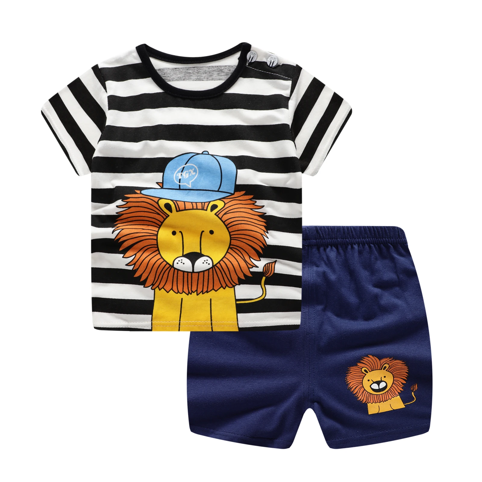 Trendy Summer Clothes Boys Babies Short Sleeve Tshirt Loose Shorts Two Piece Set Toddler New Design Tracksuit Round Neck Tees