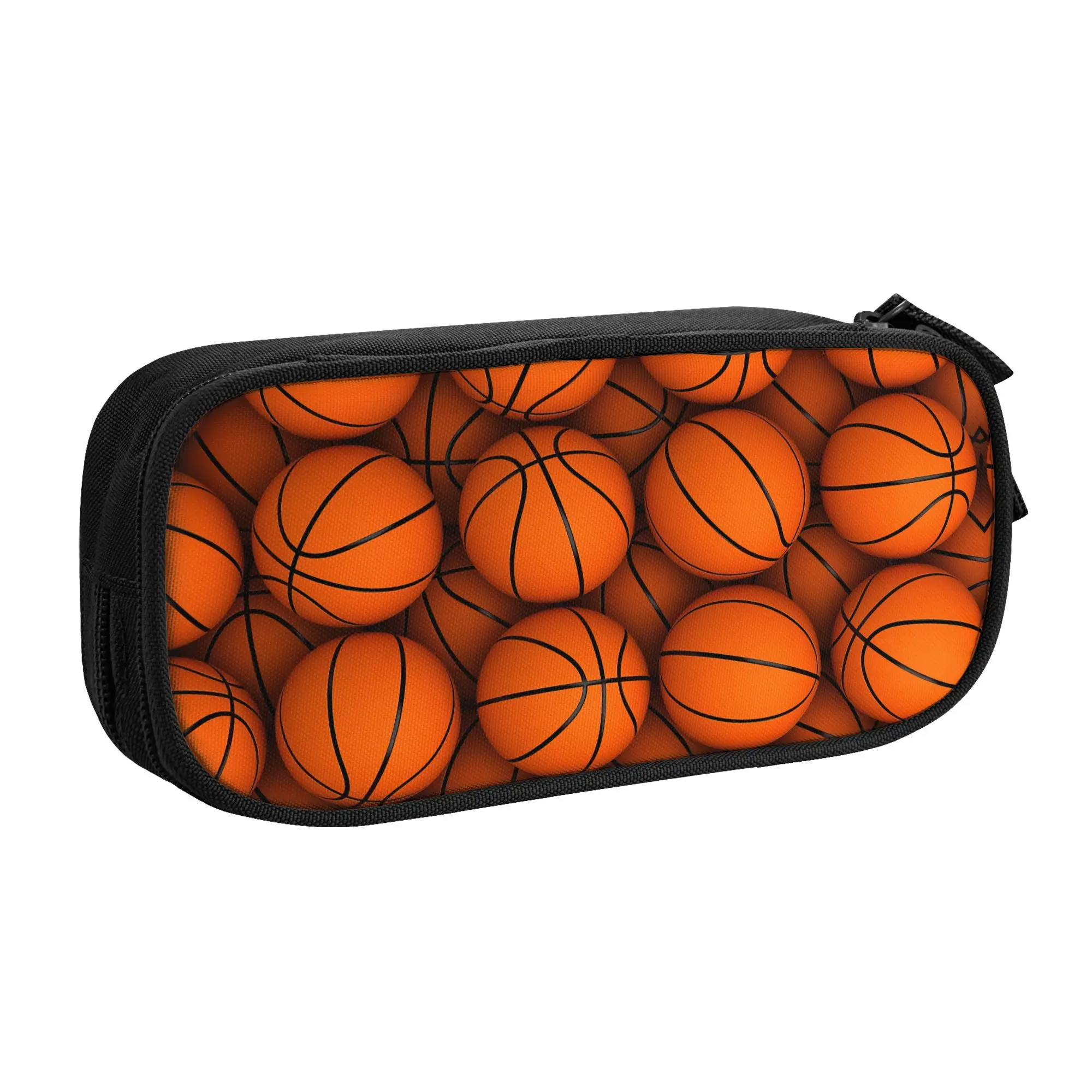 Basketball Dots Round  Kawaii Pencil Cases Girl Boy Large Capacity Physical culture Pencil Pouch Students Stationery