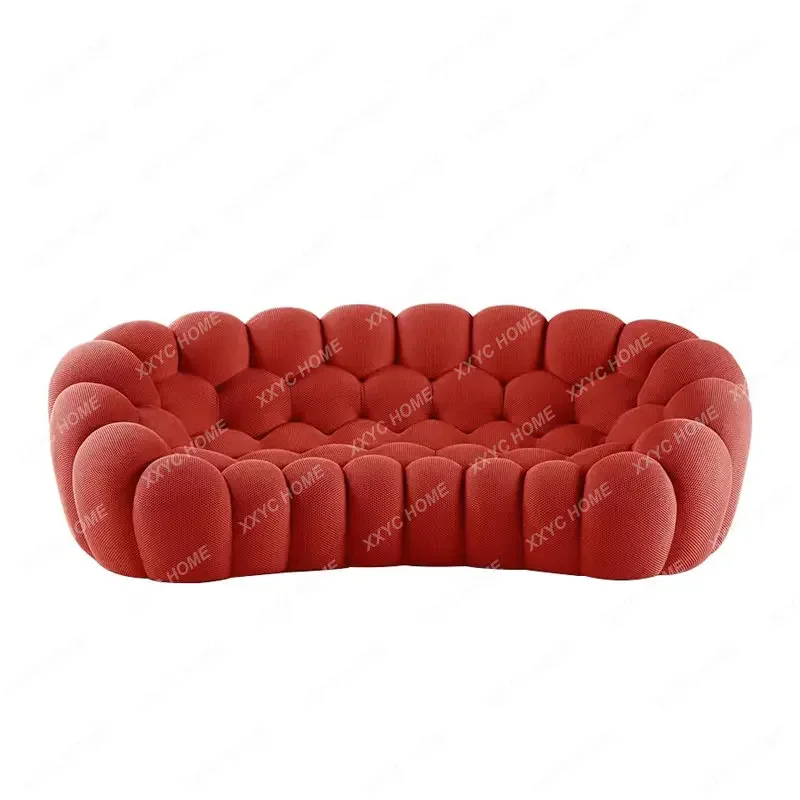 Shaping Cotton Pumpkin Shaped Sofa Designer Soft Bubble Arc Football Sofa Natural Light Luxury Throne Chair