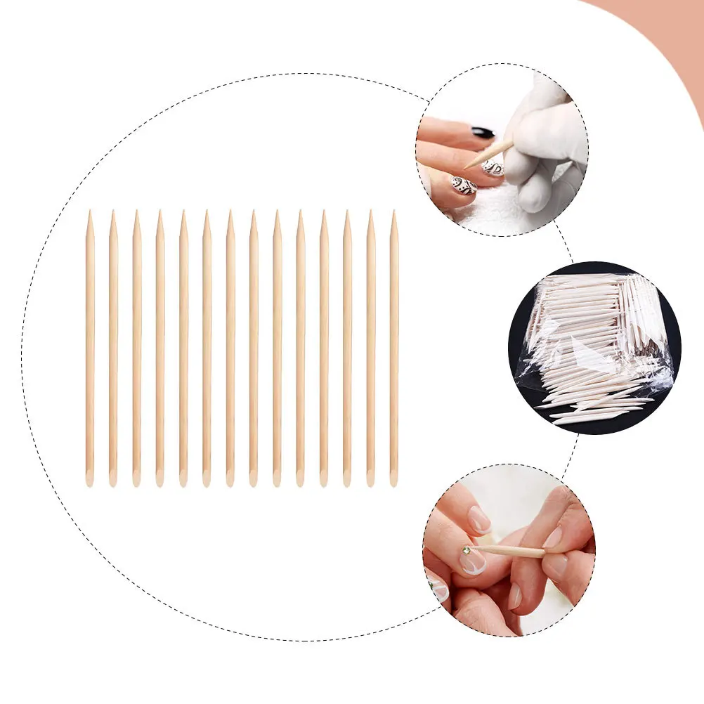 100 個の木製ネイルスティックキューティクルプッシャーリムーバーネイルケアマニキュア用品用ポリッシュスムーズ安全肌に優しいペディキュア