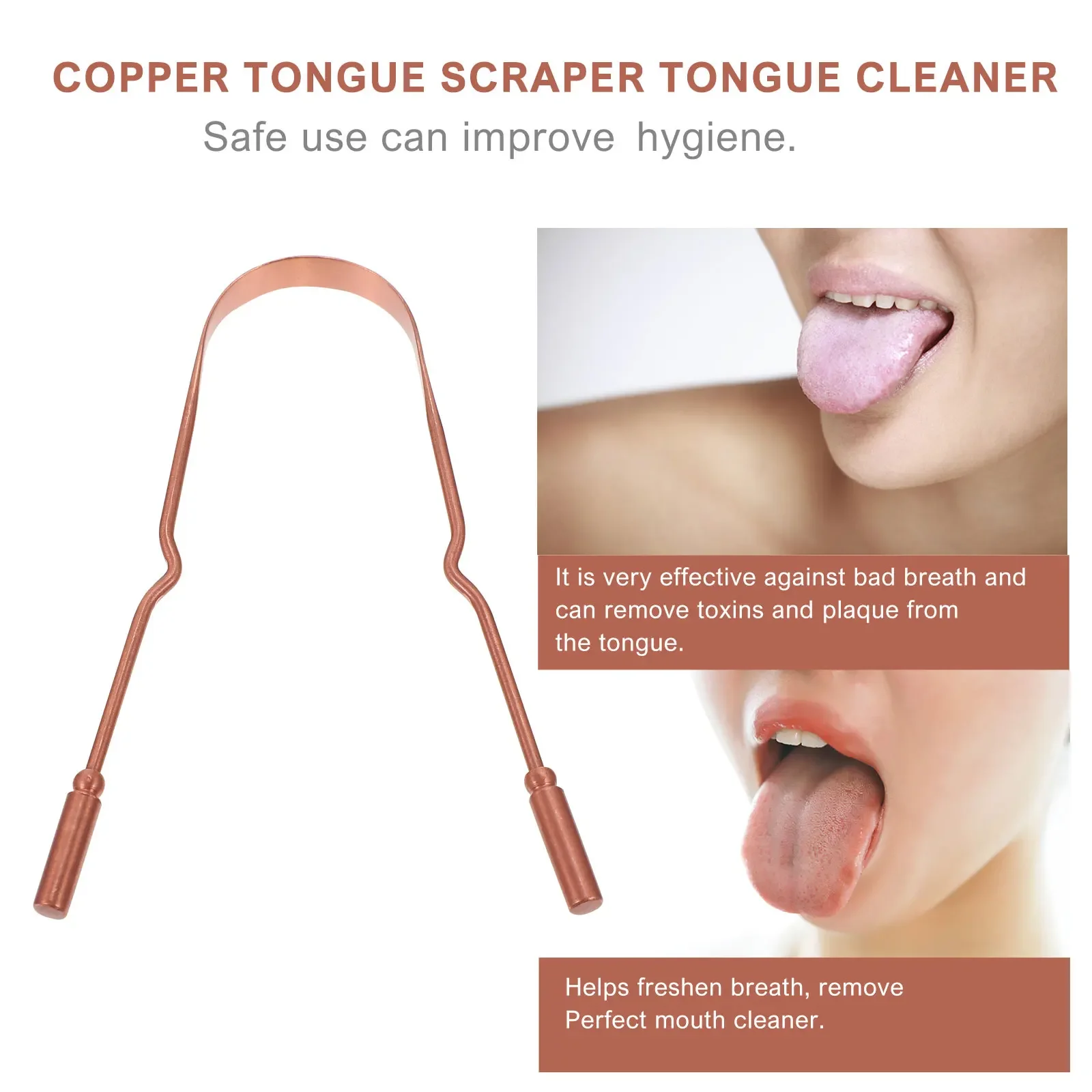 Copper Tongue Cleaner Scraper Practical Tongue Scraper Portable Tongue Scrubber Multiuse Kids Oral Cleaning Raspador De Lenguas