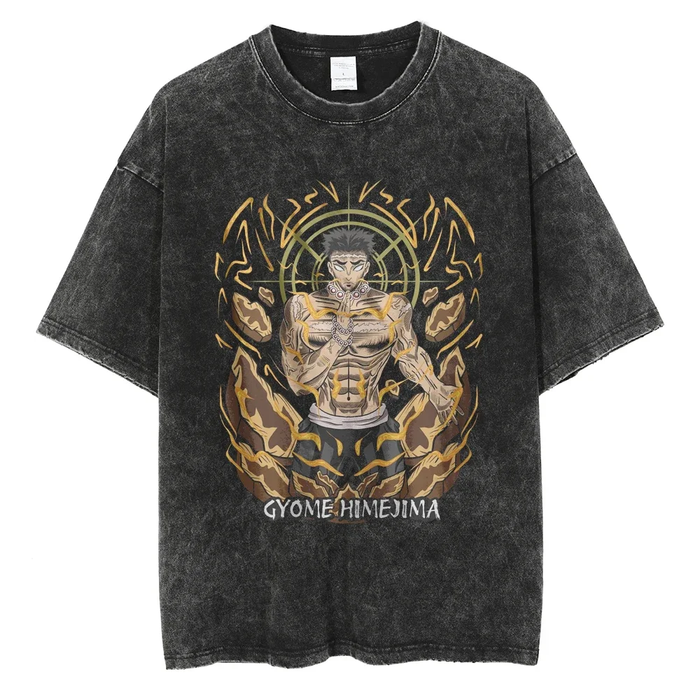 

Hip Hop Streetwear Washed Vintage T-shirt Men Anime Print Oversize T Shirt Harajuku Cotton Loose Summer Short Sleeve Tshirt