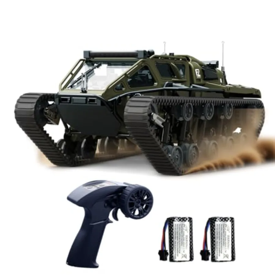 

RC Tank All Terrain Army Truck for 2.4G Fully Proportional Remote Control Military Vehicle 4WD Rock Crawler with 2 Batteries 36