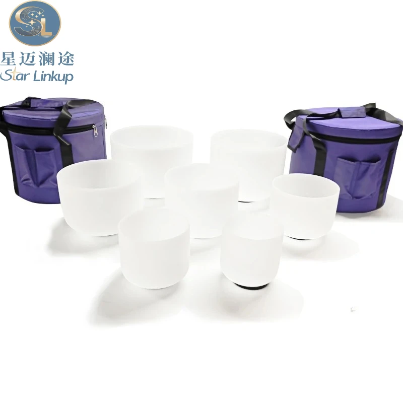 Star Linkup Complete Meditation Crystal Singing Bowl Set, Vibrational Sound Healing Energy Quartz Bowls, Large Resonance Percussion Musical Instrument Kit for Chakra Alignment, Aura Cleansing, Body Relaxation, Stress Relief, Yoga Practice
