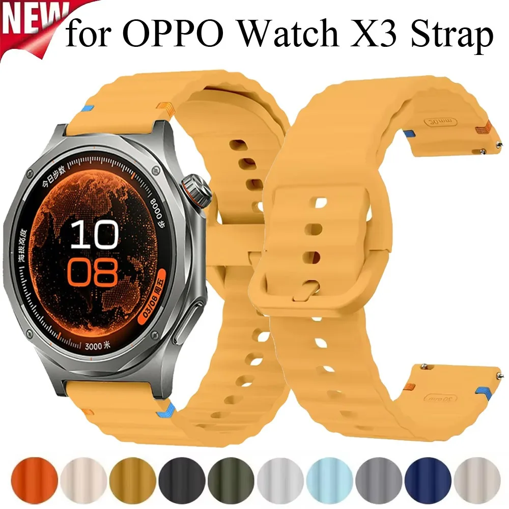 18/20/22mm Wellen-Silikonarmband für OPPO Watch X3/X3 Mini Farbton-Schnallenarmband Huawei Watch 5 GT6-5 46mm Zubehör Gürtel