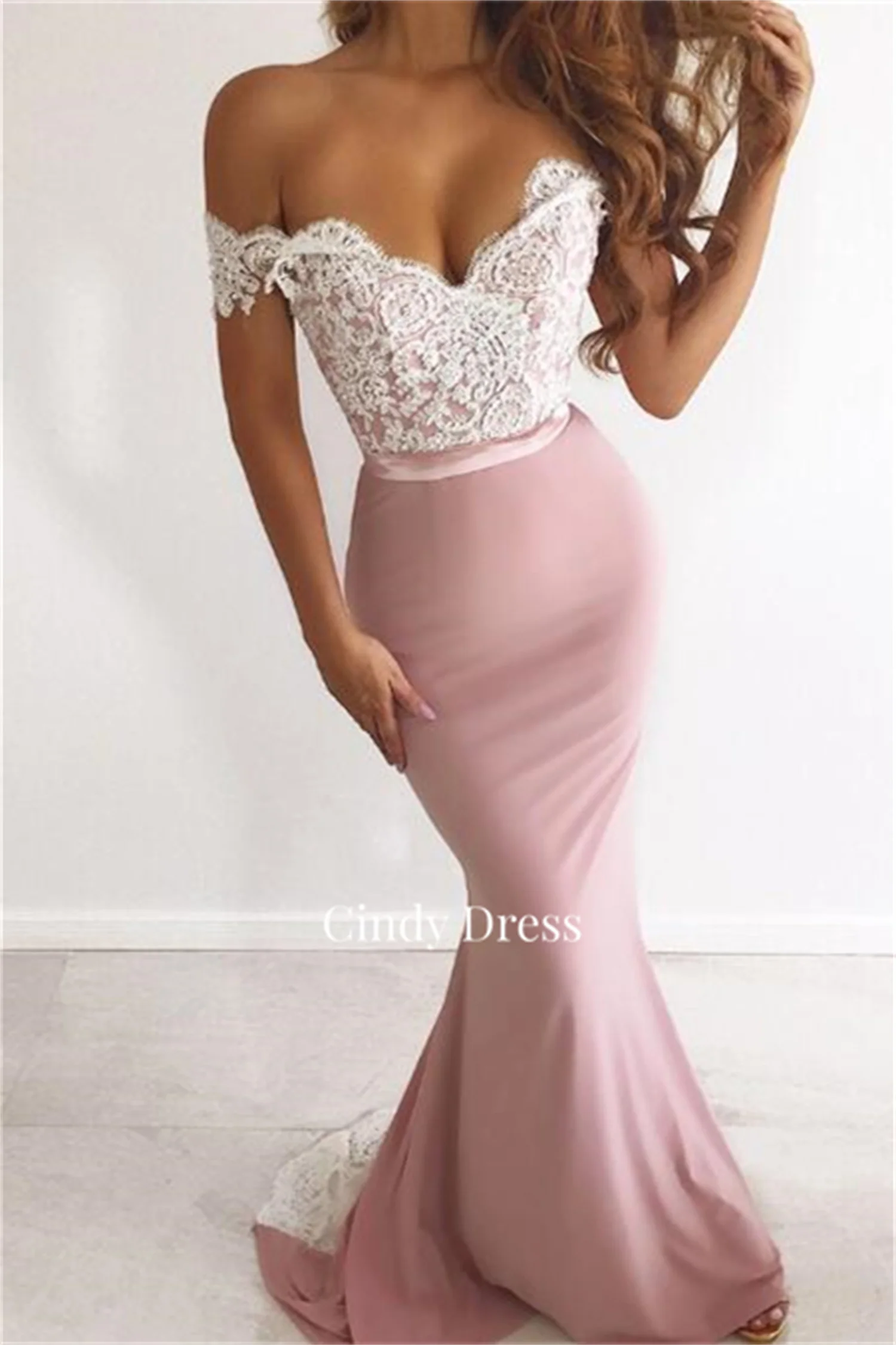 Cindy Pink Lace Bridesmaid Dress Mermaid Gala Woman Bride Dresses Womens Party 2023 Luxury Evening Elegant Women Elly Prom Gown