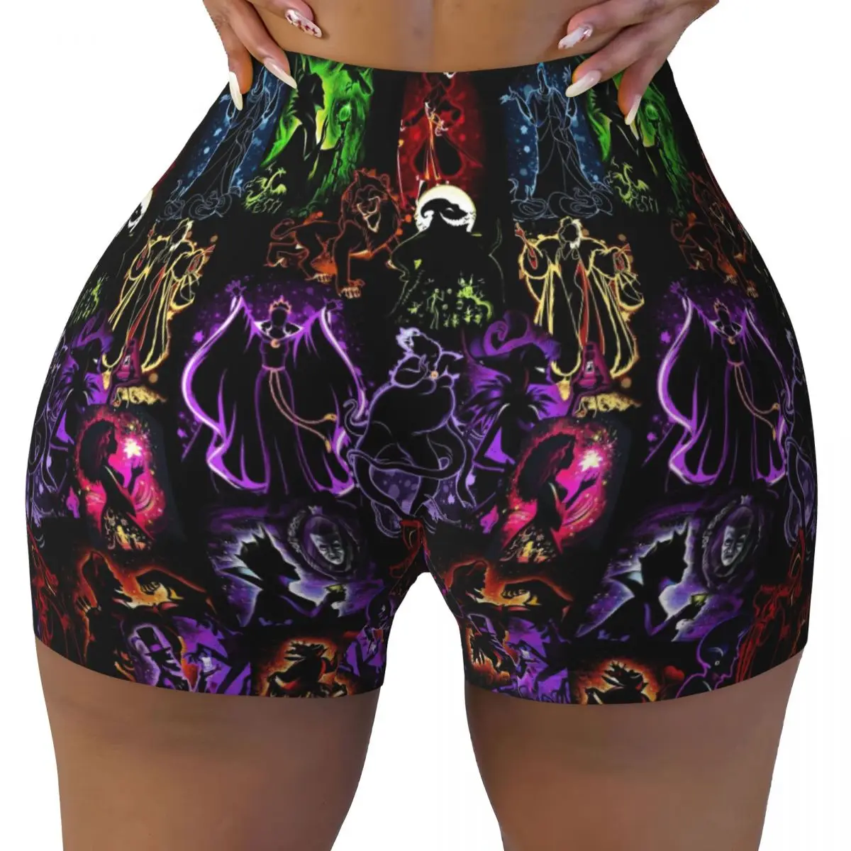 

Custom Maleficent Anime Cartoon Gym Volleyball Biker Shorts for Women Workout Yoga Shorts
