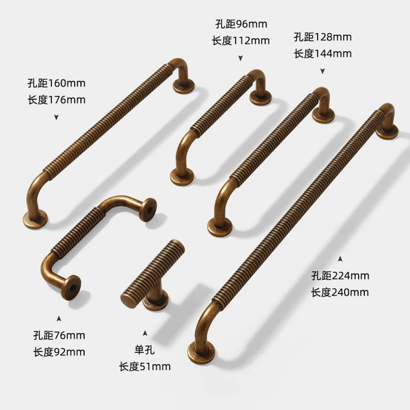 AOBT Antique Bronze Threaded American Industrial Style Cabinet Door Handle for Wardrobe And Drawer Kitchen Simple Design