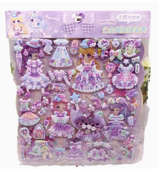 Süße Mädchen Prinzessin Dress Up Aufkleber Kinder DIY Double Bubble Aufkleber Kreative Mädchen Dress Up Spielzeug Aufkleber Geburtstagsgeschenke