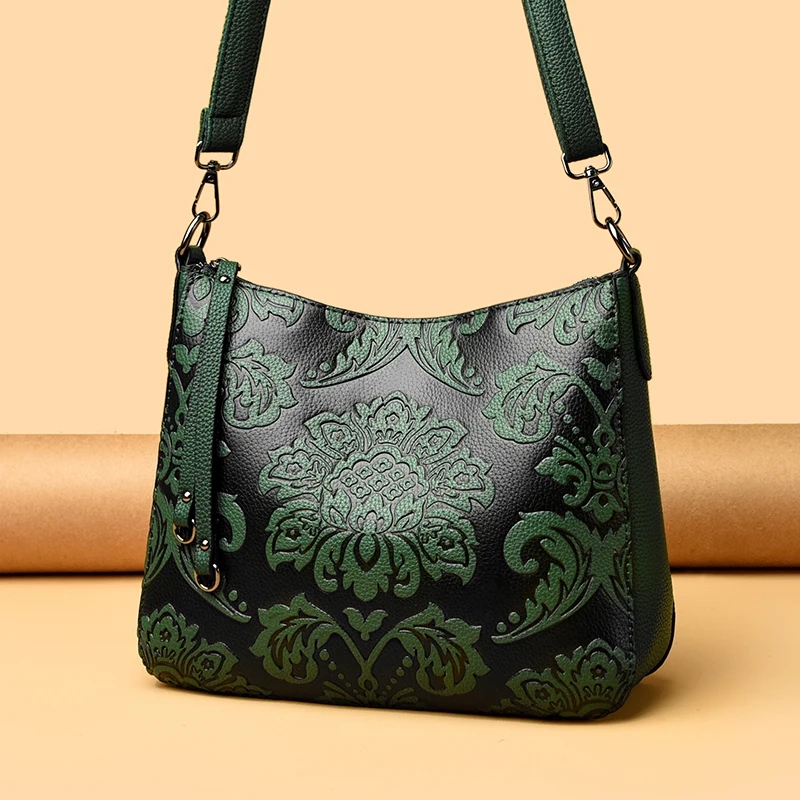 

Женская кожаная сумка через плечо в национальном стиле Emed, мягкая сумка через плечо из воловьей кожи, этническая сумка для мамы, сумка