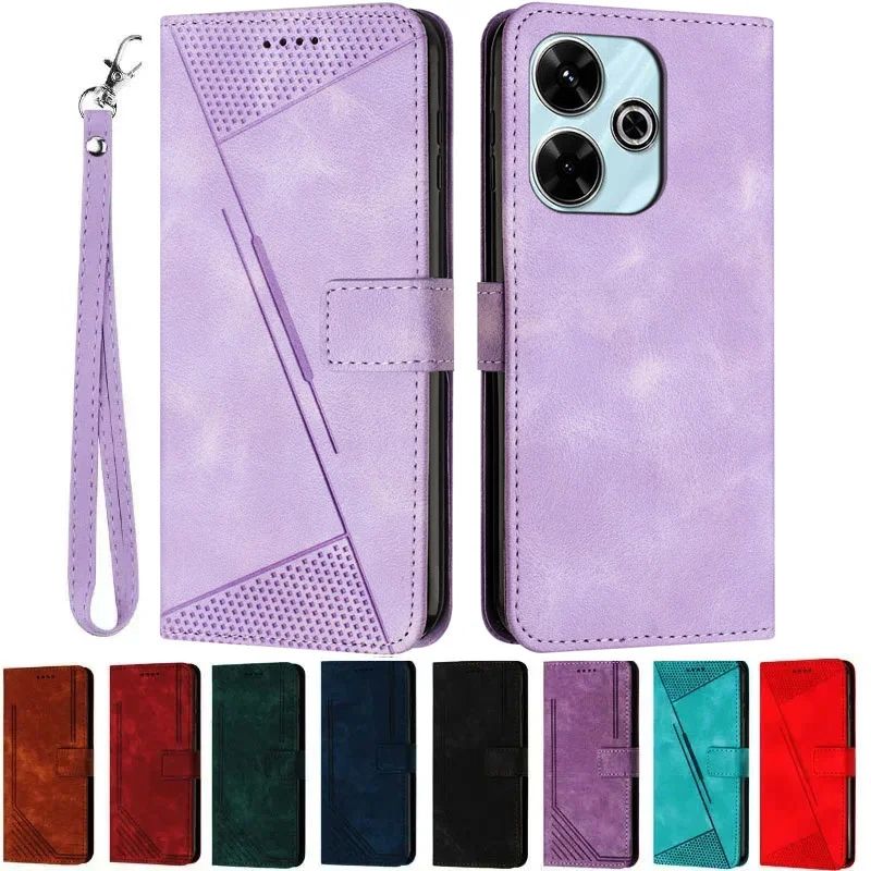 F6 M6 Pro 4G 5G Case Solid Color Leather Wallet Phone Cover For Funda Xiaomi Poco F6 Pro F6Pro M6 Pro 4G 5G Magnetic Flip Case