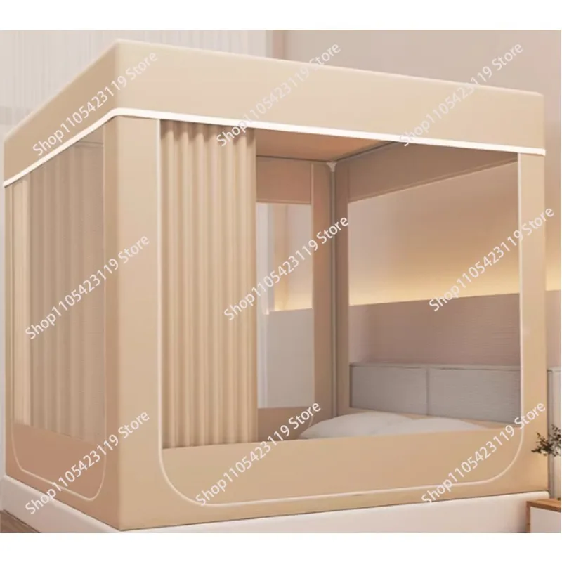 1pcsMosquito Net Household Bedroom Blackout Bed Curtain Integrated Bed Tent Yurt Anti-drop Bed