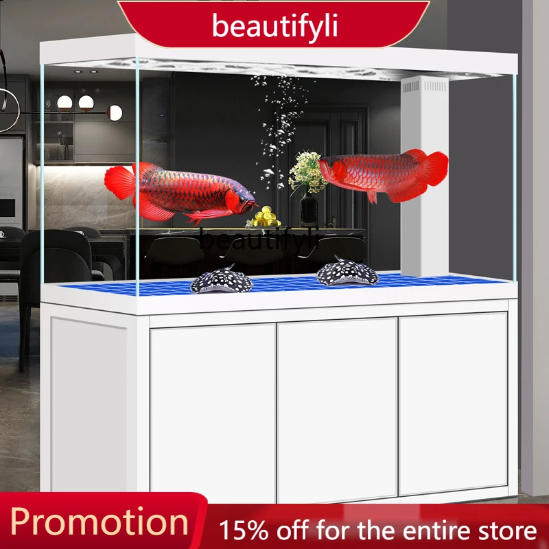 X188 مرشح سفلي لخزان الأسماك التنين، خزان أسماك زجاجي أبيض للغاية، غرفة معيشة كبيرة، حوض سمك بيئي خالي من الماء