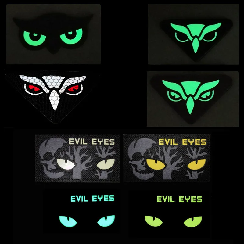 Eagle eye Night Tactical toppe riflettenti animali adesivi tattici personalizzati zaino accessori per abbigliamento Fun Glow Patch