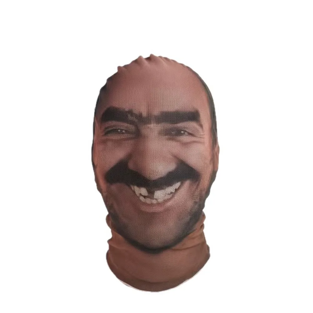 Ultra-Soft Full Face Mask Breathable High Elasticity Funny Bearded Face Net Head Cover Comfortable Transparent Mesh Material