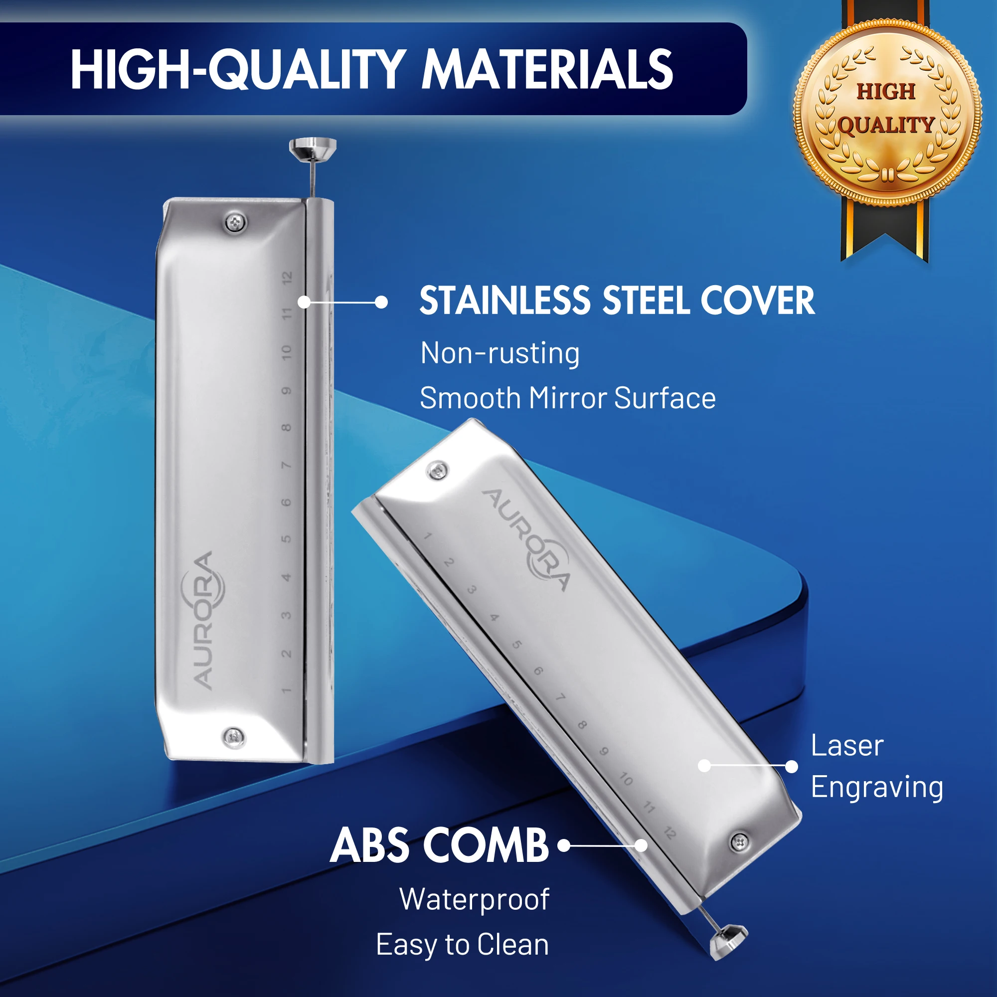 CONJURER Chromatic Harmonica AURORA 12 Holes Advanced High Quality with Different Keys for Professionals Beginners and Gifts